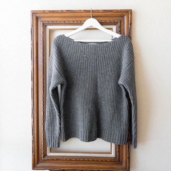 OLD NAVY SWEATER SZ M GRAY CHUNKY KNIT BOATNECK LONG SLEEVES OVERSIZED - Picture 1 of 6